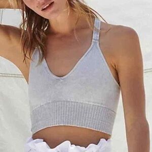 Free People FP Movement XS/S Good Karma Crop Sports Bra in Ice Gray